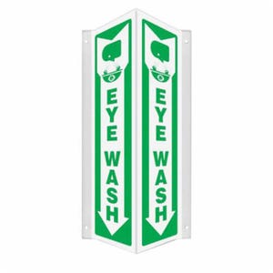 Accuform® PSP437 Eye Wash Sign, L-Shaped, NO Header, Text/Symbol Legend, EYE WASH Legend, Wall Mount, 18 in H x 4 in W