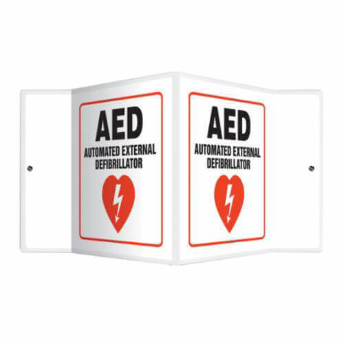 Accuform® PSP610 Caution Sign, Series: Projection™, NO Header, Text/Symbol Legend, AED AUTOMATED EXTERNAL DEFIBRILLATOR