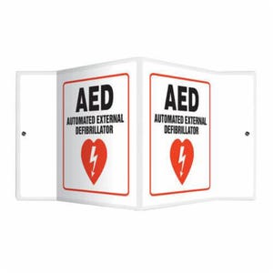 Accuform® PSP610 Caution Sign, Series: Projection™, NO Header, Text/Symbol Legend, AED AUTOMATED EXTERNAL DEFIBRILLATOR
