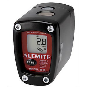 Alemite® 3530-B Electronic Grease Meter, English, 0.4 to 11 lb/min, 1/4 in Female NPTF Inlet/Outlet