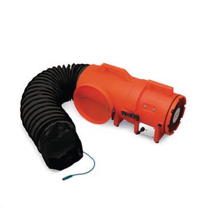 Allegro® 9538-15 Axial Explosion-Proof Plastic Blower with Compact Canister and 15 ft Statically Conductive Ducting, 8 in, 25 lb