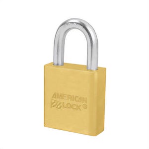 Master Lock® American Lock® A20KA Non-Rekeyable Safety Padlock, Alike Key, Solid Brass Body, 5/16 in dia Shackle, Brass