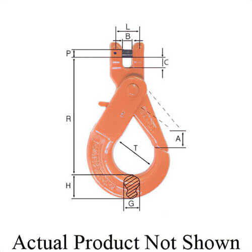 AMH™ CRFX10 Self-Locking Chain Hook, 3/8 in Trade, 8,800 lb Load, 100 Grade, Clevis Attachment, Alloy Steel