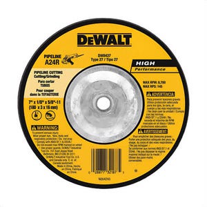 DeWALT® DW8437 High Performance™ Guaranteed Tough® Flat Depressed Center Grinding Wheel, 7 in dia x 1/8 in Thick, 24 Grit