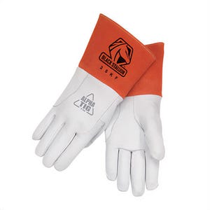 Black Stallion® 35KFM 35KF Welding Gloves with DragPatch®, Medium, Premium Grain Kidskin Leather, Pearl White