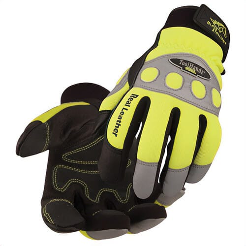 Black Stallion® 99HVXL 99HV High Visibility Mechanics Glove, Mechanics, Extra-Large, Spandex/Grain Pigskin