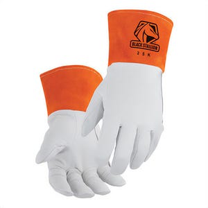 Black Stallion® 25KL Classic TIG Welding Gloves, L, Grain Kidskin Leather/Kevlar®, Orange/White, Unlined Lining