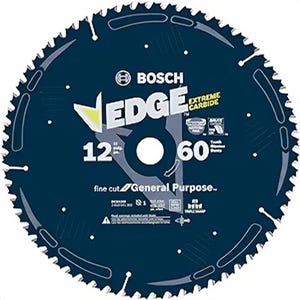Bosch DCB1260 Edge Circular Saw Blade, for Fine Finish, 12 in, 60-Tooth, 1 in Arbor