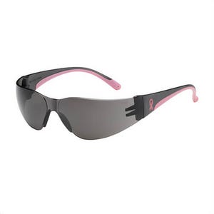 Bouton® 250-11-5501 Eva® Petite Lightweight Protective Glasses, Anti-Scratch, Gray Lens, Rimless Polycarbonate Frame, Gray/Pink