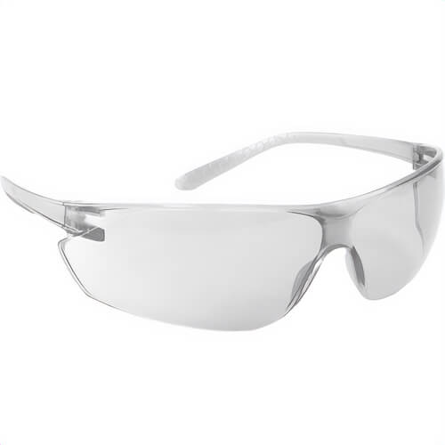 Bouton® 250-14-0520 Eye Protection Safety Glass, Anti-Scratch/FogLess® 3Sixty™, Clear Lens, Rimless Frame, ANSI Z87.1-2020