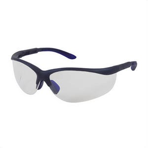 Bouton® 250-21-0120 Hi-Voltage Ac™ Dual Lens Protective Glasses, Anti-Scratch, Clear Lens, Semi-Rimless Frame, Blue