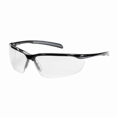 Bouton® 250-33-0020 Commander™ Dual Lens Lightweight Protective Glasses, Anti-Fog/Anti-Scratch, Clear Lens, Semi-Rimless Frame, Glossy Black