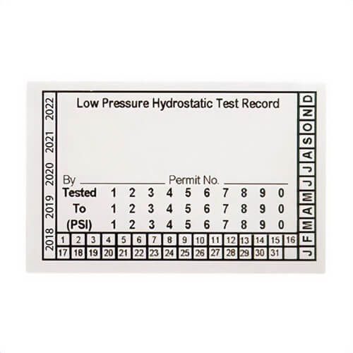 Brooks Equipment SSPV6H Standard Hydrostatic Test Label with Hanes Logo, 3-1/2 in L x 2-1/4 in W, White, Vinyl