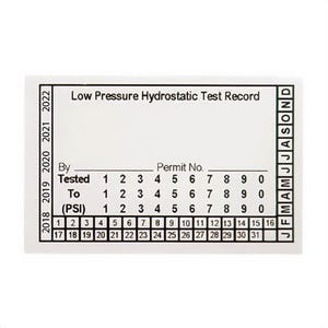 Brooks Equipment SSPV6H Standard Hydrostatic Test Label with Hanes Logo, 3-1/2 in L x 2-1/4 in W, White, Vinyl