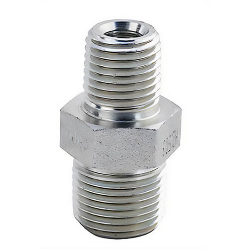 BVA® FT124 Male Connector Hex Nipple 1/4 in to 3/8 in