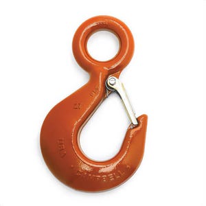 Campbell® 3924415PL Eye Hoist Hook with Latch, #24 Trade, 2 ton Load, 100 Grade, Eyelet Attachment, Forged Alloy Steel
