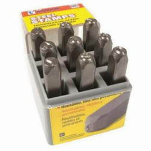 C.H.Hanson® 26161 9 pc Round Number Stamp Set, 0 to 9, 3/8 in H Character, 5/8 in Shank