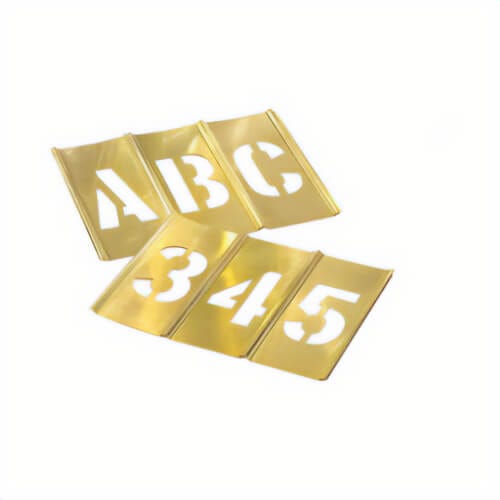 C.H.Hanson® 10109 77 pc Interlocking Reusable Single Letter and Number Stencil Set, 1-1/2 in H, Gold, 28 ga Brass