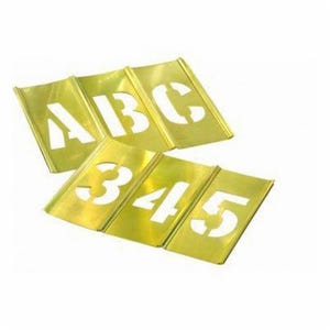 C.H.Hanson® 10076 45 pc Interlocking Reusable Single Letter and Number Stencil Set, 6 in H, Gold, 28 ga Brass