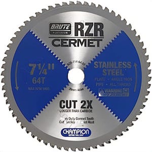 Champion Cutting Tool RZR-714-64-ST Cermet Saw 7-1/4 in x 64 T x 20