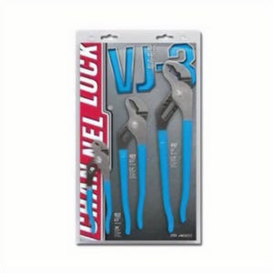 Channellock® VJ-3 Plier Set, Tongue and Groove, 3 pc, No Non-Sparking, Dipped Handle, High Carbon Steel, Polished, Blue Handle
