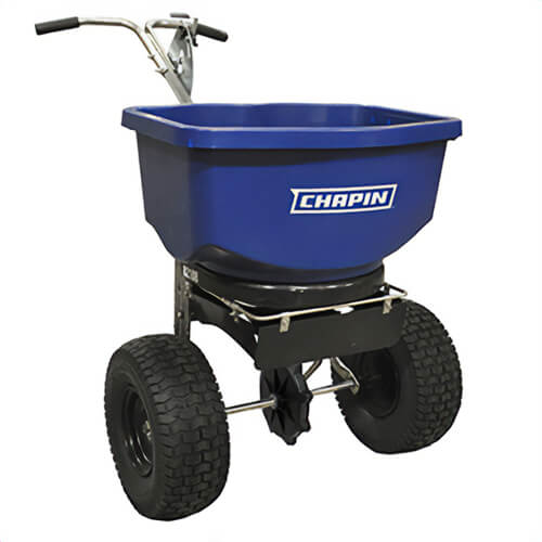 Chapin® 82108B Professional Salt and Ice Melt Spreader, 100 lb, Broadcast Drop, 14 in Spread, T-Handle with Rubber Grip Handle