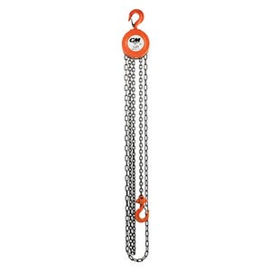 CM® 2262A Series 622A Hand Chain Hoist, 1 ton Rated Capacity, 20 ft Standard Lift, 13 in Headroom, Weston Load Brake, Forged Swivel Hooks with Latches