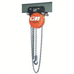 CM® 4783 Cyclone Army Type Manual Geared Trolley Hoist, 3 ton Load, 15 ft H Lifting, 18-7/8 in Min Between Hooks, 1-5/8 in Hook Opening, 85 lb Rated