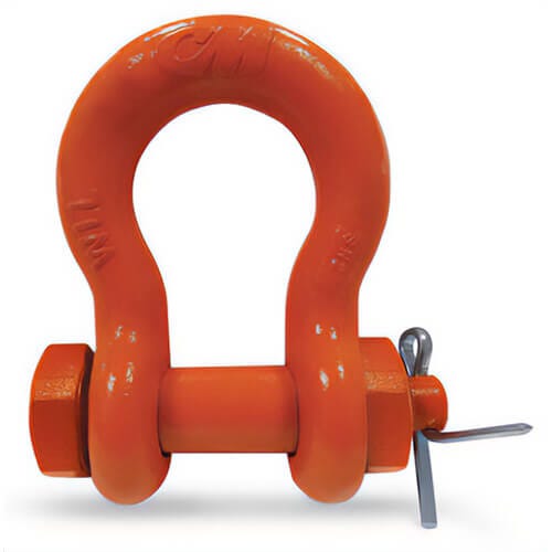 CM® M857AP Alloy Anchor Shackle, Orange Powder Coated Bolt, Nut and Cotter, 30 ton Working Load Limit, 1-1/2 in