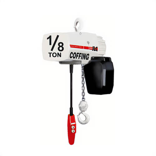 CM® 08263W Coffing® JLC Electric Chain Hoist, 1 Reeving, 1.25 in Throat Opening, 20 ft Lift, 32 FPM, 115V Control, 1/8 ton