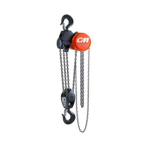 CM® 4632 Cyclone® Hand Chain Hoist with Swivel Hook, 5 Reeving, 10 ft Lift, 35.5 in Headroom, 10 ton
