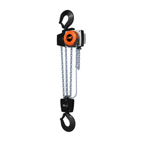 CM® HU10000GB30 Hurricane™ 360° Hand Chain Hoist with Army-Type Integrated Geared Trolley, 3 Reeving, 30 ft Lift, 10 ton