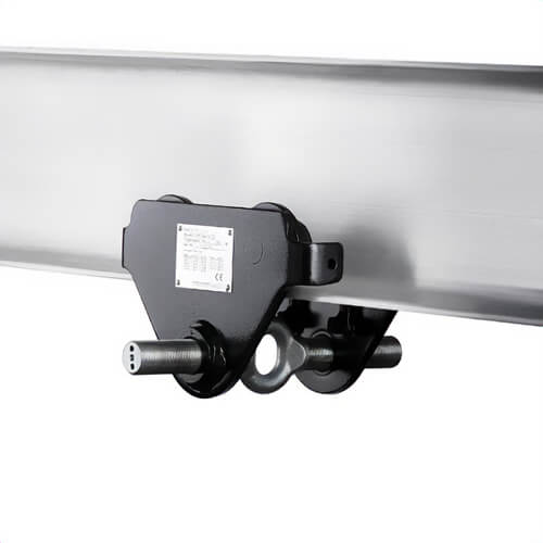 CM® HTP0100A HTP Plain Clevis Trolley, Small Beam Width, 35.43 in Min Radius, 0.99 in Flange Thickness, 1 ton