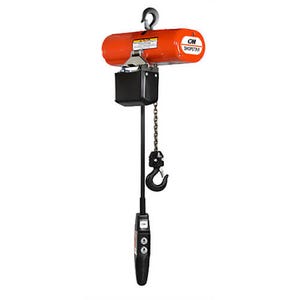 CM® 2095 ShopStar® Electric Chain Hoist, Contactor in Pendant, Double Reeving, 500 lb 10 ft Lift, 8 FPM Lifting Speed, 1/6 hp