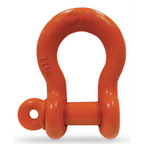 CM® M685P Super Strong Screw Pin Anchor Shackle, 24 ton WLL, 1-5/8 in Size dia, 1.75 in Pin dia, Orange Powder Coated
