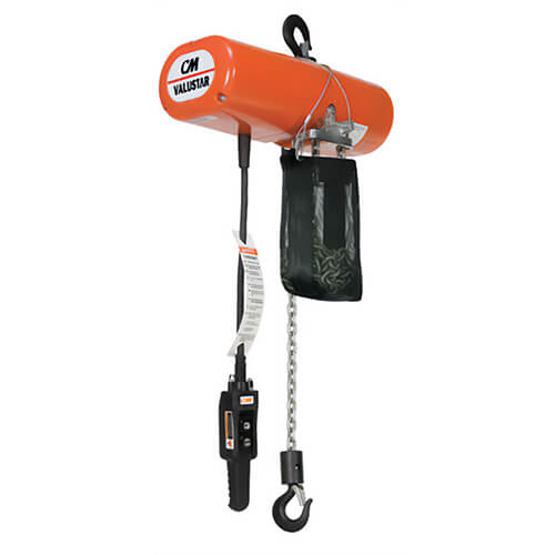 CM® 2410C Valustar Electric Chain Hoist, Double Reeving, 20 ft Lift Single Speed, 8 FPM Lifting Speed, 2 ton