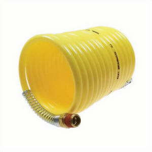 Coilhose® N38-25B Coiled Air Hose, 3/8 in Nominal, 3/8 in MPT Swivel End Style, 25 ft L, 165 psi at 70°F Working, Nylon, Domestic