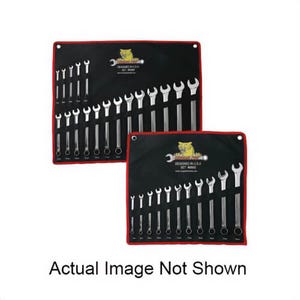 Wright® M958 Cougar Pro™ Combination Wrench Set, 18 pc, 7 to 24 mm, Polished Chrome/Mirror Polished