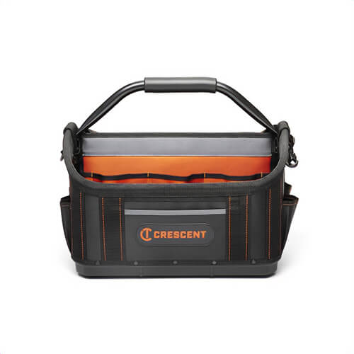 Crescent® CTB1710 Tradesman™ Open Top Professional Grade Tool Bag, Polyester, Black/Gray/Rawhide