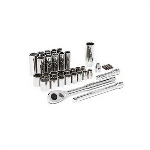 Crescent® CTK35 Mechanics Tool Set, 3/8 in Drive, 35 pc, Alloy Steel, Full Polish Chrome