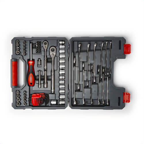 Crescent® CTK70C Mechanics Tool Set, 1/4, 3/8 in Drive, 70 pc, Alloy Steel, Full Polish Chrome