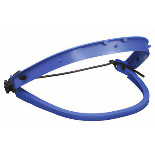 MCR Safety 101 Dielectric Faceshield Headgear, Blue, Nylon Frame/Rubber Strap, Use with Hard Hat