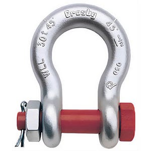 Crosby® G-2140 Bolt Anchor Shackle, Forged Alloy Steel, Hot-Dipped Galvanized, Various Sizes and Working Load Limits