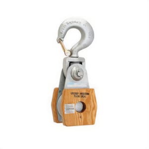 Western® 702135 Wood Shell Snatch Block, Series: T-385-B, Manila Rope Cable, 1-1/2 in Maximum Cable, 8 ton, 8 in Sheave OD