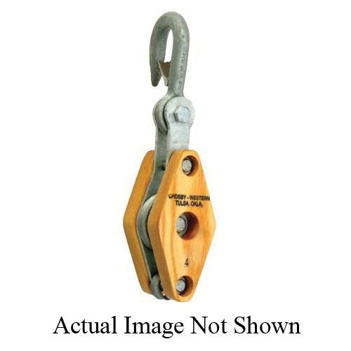 Western® 611653 Wood Block, Regular, Series: S-22B, Manila Rope Cable, 5/8 in Maximum Cable, 1800 lb, 3 in Sheave OD