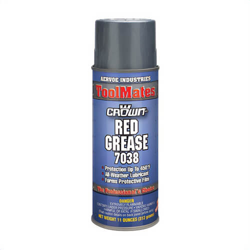 Crown® by Aervoe® 7038 Red Grease, 16 oz Aerosol Can, Viscous Grease Form, Red, 0 to 450°F, 0.73 Specific Gravity