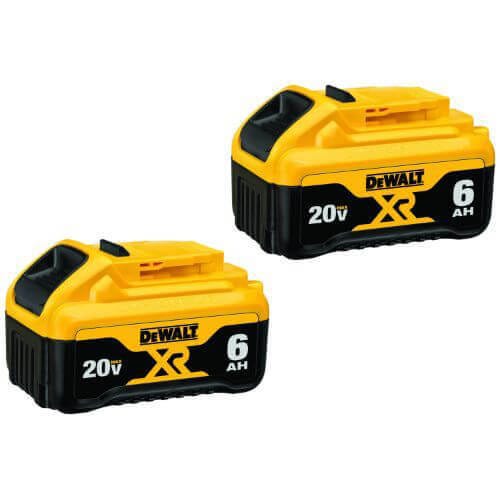 DeWALT® 20V MAX* Matrix™ XR™ DCB206-2 Premium Slide-On Battery Pack, 6 Ah Li-Ion Battery, 20 VAC Charge, Use with DeWALT® 20 V Tools