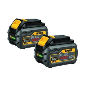 DeWALT® FlexVolt™ DCB606-2 Battery Pack, 6 Ah Li-Ion Battery, 20/60 VAC Charge, Use with DEWALT 20V/60V Cordless Tools