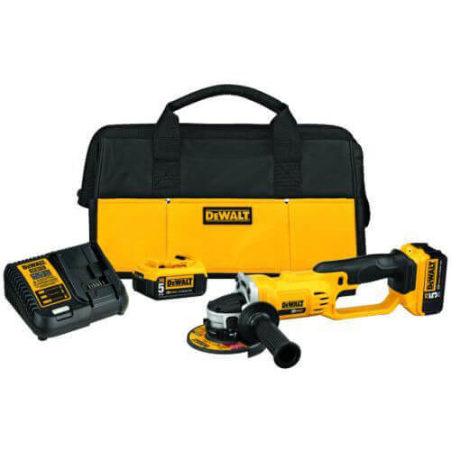 DeWALT® DCG412P2 Cordless Cut-Off Tool Kit, 4-1/2 in dia Wheel, 5/8 in Arbor/Shank, 18 VDC, Li-Ion Battery, 2 Batteries