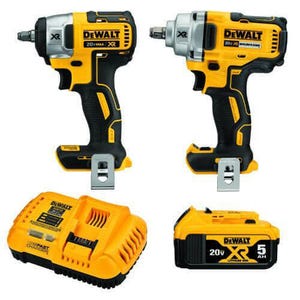 DeWALT® DCK205P1 Cordless Combination Kit, Tools: Compact Impact/Impact Wrench, 20 V, 5 Ah Lithium-Ion Battery